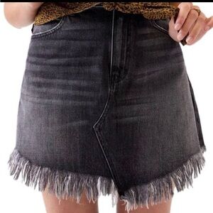 We The Free Black Frayed Mini Skirt